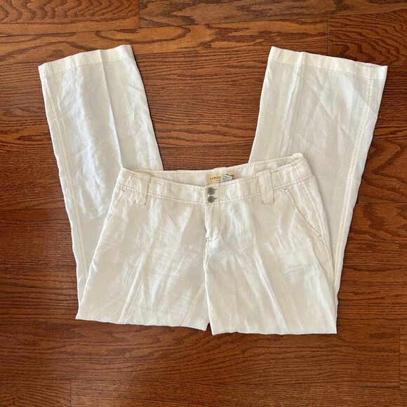 London Jean 100% Linen Chino Wide Leg Pants Jeans Mid Rise Size 4 Cream Preppy - Picture 10 of 11